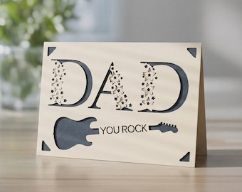 Dad You Rock Card, Guitar Father’s Day Card, Rock Music Dad Card, 3D Handmade Papercut Card, Cool Dad Birthday Card, Music Lover Gift