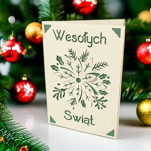 Polish Merry Christmas Card, Wesołych Świąt Card, Happy Holidays Card, 3D, Handmade, Paper Cut, Polski Greeting Card