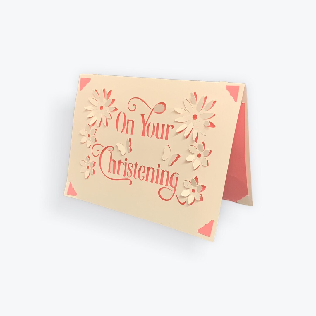 Baptism Christening Greeting Card, Religious Gift, Catholic, Christian, Lutheran, Floral, for