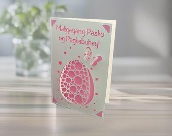 Filipino Tagalog Happy Easter Egg Greeting Card: Maligayang Pasko ng Pagkabuhay, Personalized with Colors