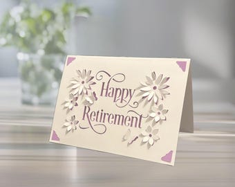 Floral Retirement Greeting Card: Customizable Colors