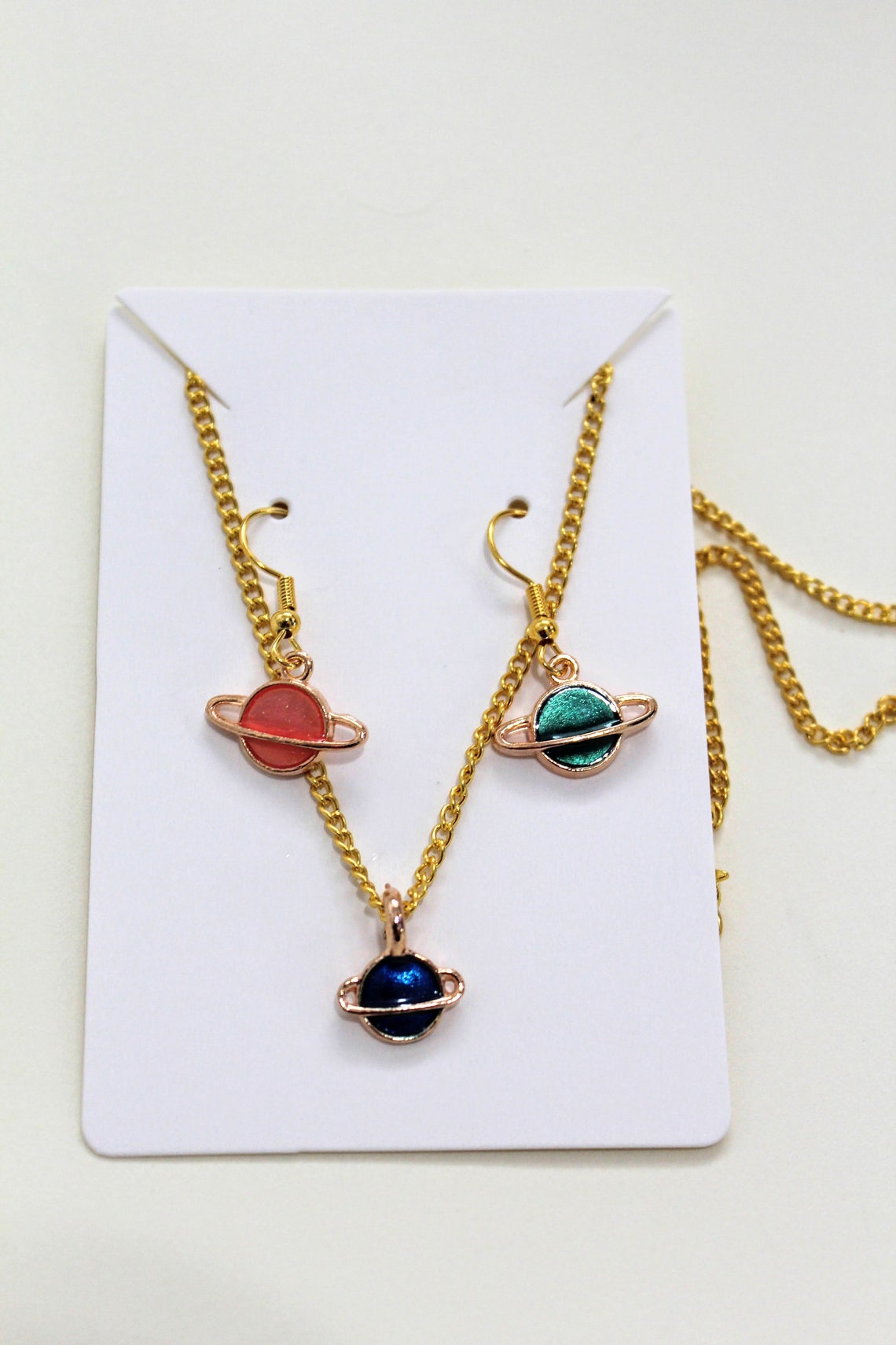 Enamel Space and Galaxy Jewelry Charms Set Gold Etsy