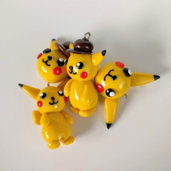 Pokemon Pikachu Charm Dust Plug Key Chain Earrings Necklace Bracelet Hair Clip Magnet Pin Or Brooch Polymer Clay Charms