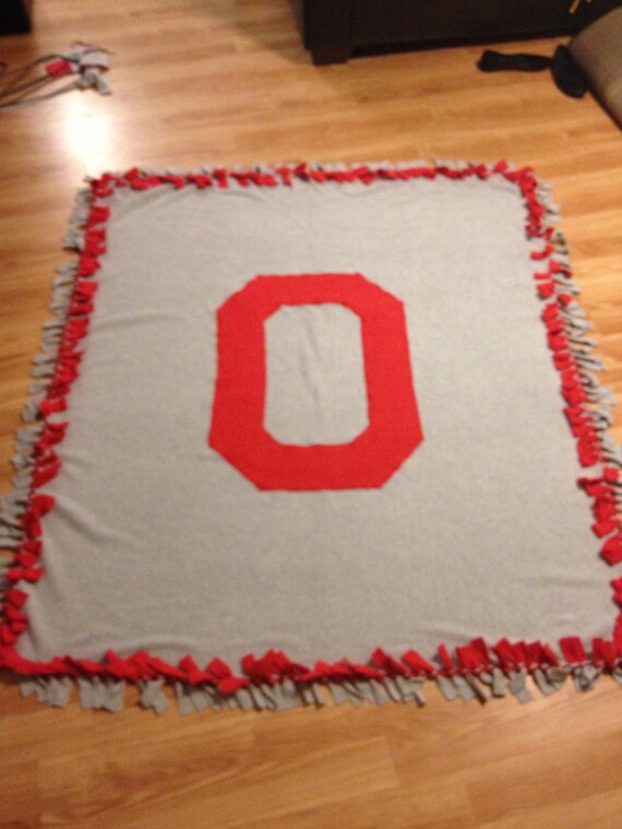 Items similar to Ohio State Tie Blanket scarlet and gray on Etsy