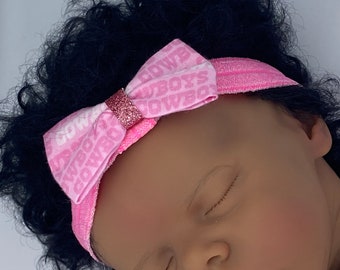 Newborn infant pink Steelers bow
