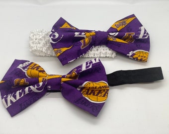 Los Angeles Lakers infants, toddlers, girls, bow headband.