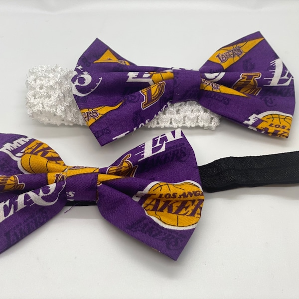 Los Angeles Lakers infants, toddlers, girls, bow headband.