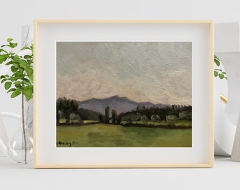 Original Italian Landscape Oil Painting with hills and trees, Impressionist Italy Countryside Art, Umbria Wall Art, Plein air Art