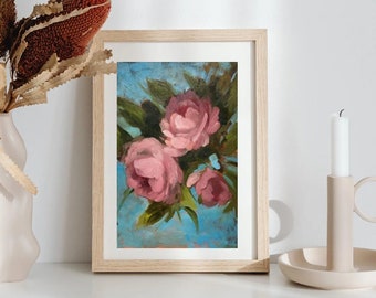 Original Abstract Pink Flower Oil Painting Modern Boho Living Room Wall Art Home Decor Idea