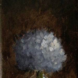 White Flowers in blue vase Still Life oil painting, original OOAK floral art, white flower wall art, minimalism home decor image 2