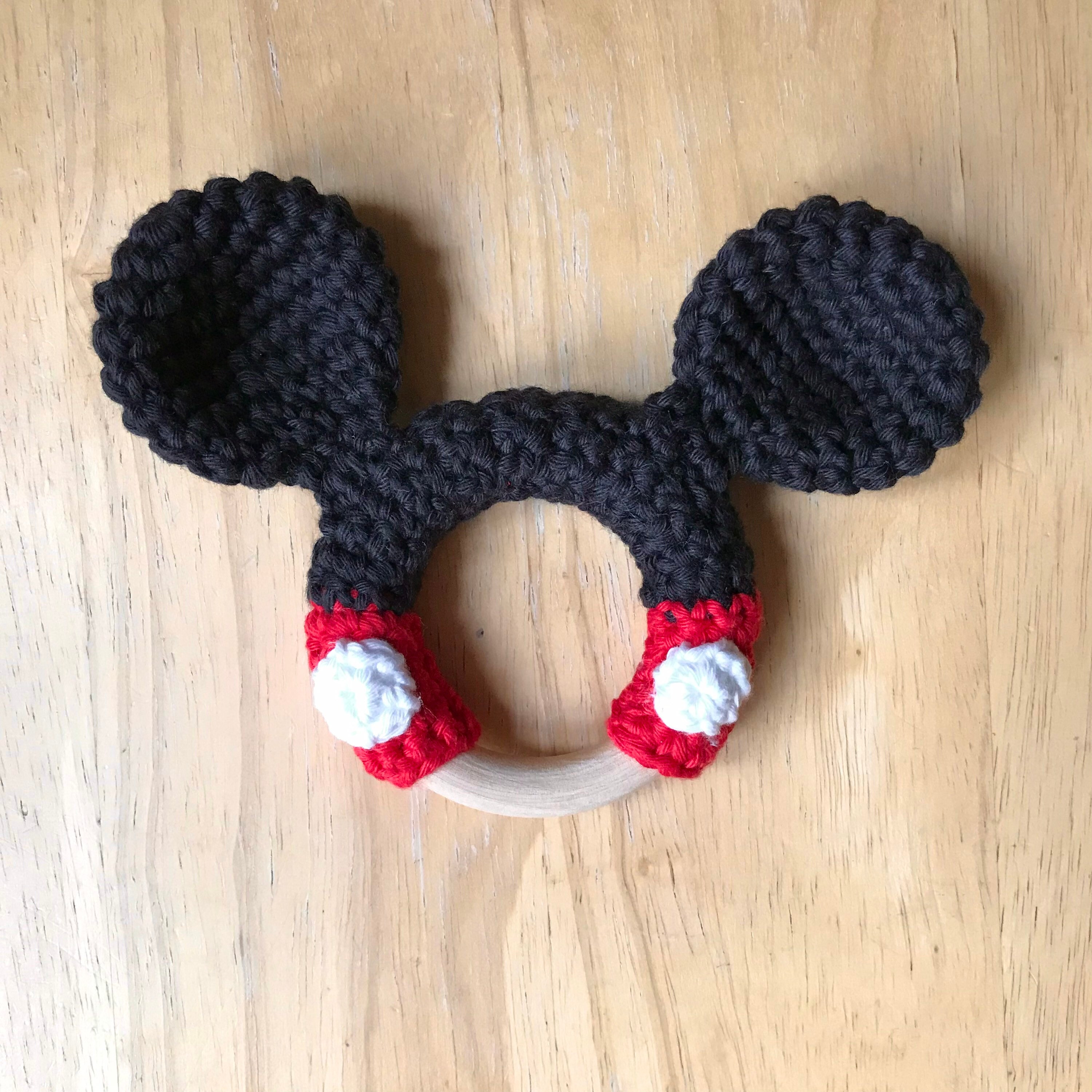 Mickey Mouse inspired crochet baby teething ring Etsy