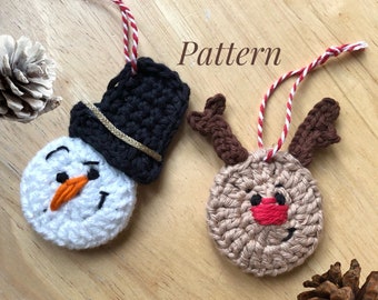 PATTERN - Amigurumi snowman and reindeer decoration crochet pattern