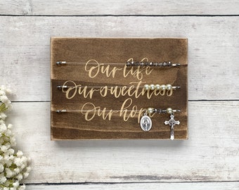 Our Life Our Sweetness Our Hope Kitchen Rosary Abacus Hands Free Rosary Board for Catholic Mother's Day Gift for Her Ready to Ship