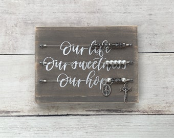 Our Life Our Sweetness Our Hope Kitchen Rosary Abacus Hands Free Rosary Board for Catholic Mother's Day Gift for Her Ready to Ship