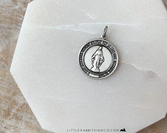 Colgante de medalla milagrosa de plata esterlina para hombre, regalo para papá católico, regalo del Día del Padre para él, joyería católica para hombres, regalo de confirmación