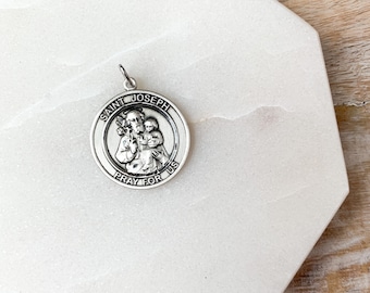Saint Joseph Medal in Sterling Silver Gift for Catholic Dad St Joseph Father's Day Gift for Him Men Catholic Jewelry Confirmation Gift