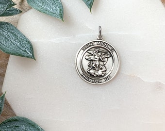 Saint Michael the Archangel Medal in Sterling Silver Gift for Catholic Dad Father's Day Gift for Him Catholic Men Jewelry Confirmation Gift