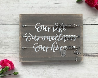 Our Life Our Sweetness Our Hope Kitchen Rosary Abacus Hands Free Rosary Board for Catholic Mother's Day Gift for Her Ready to Ship