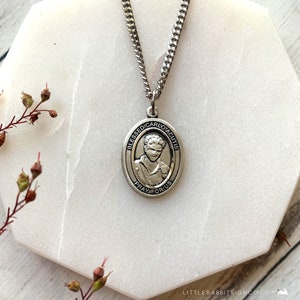 Large Saint Carlo Acutis Necklace - Sterling Silver Pendant - Heirloom Catholic Jewelry - Patron of Internet and Youth - Gift for Him