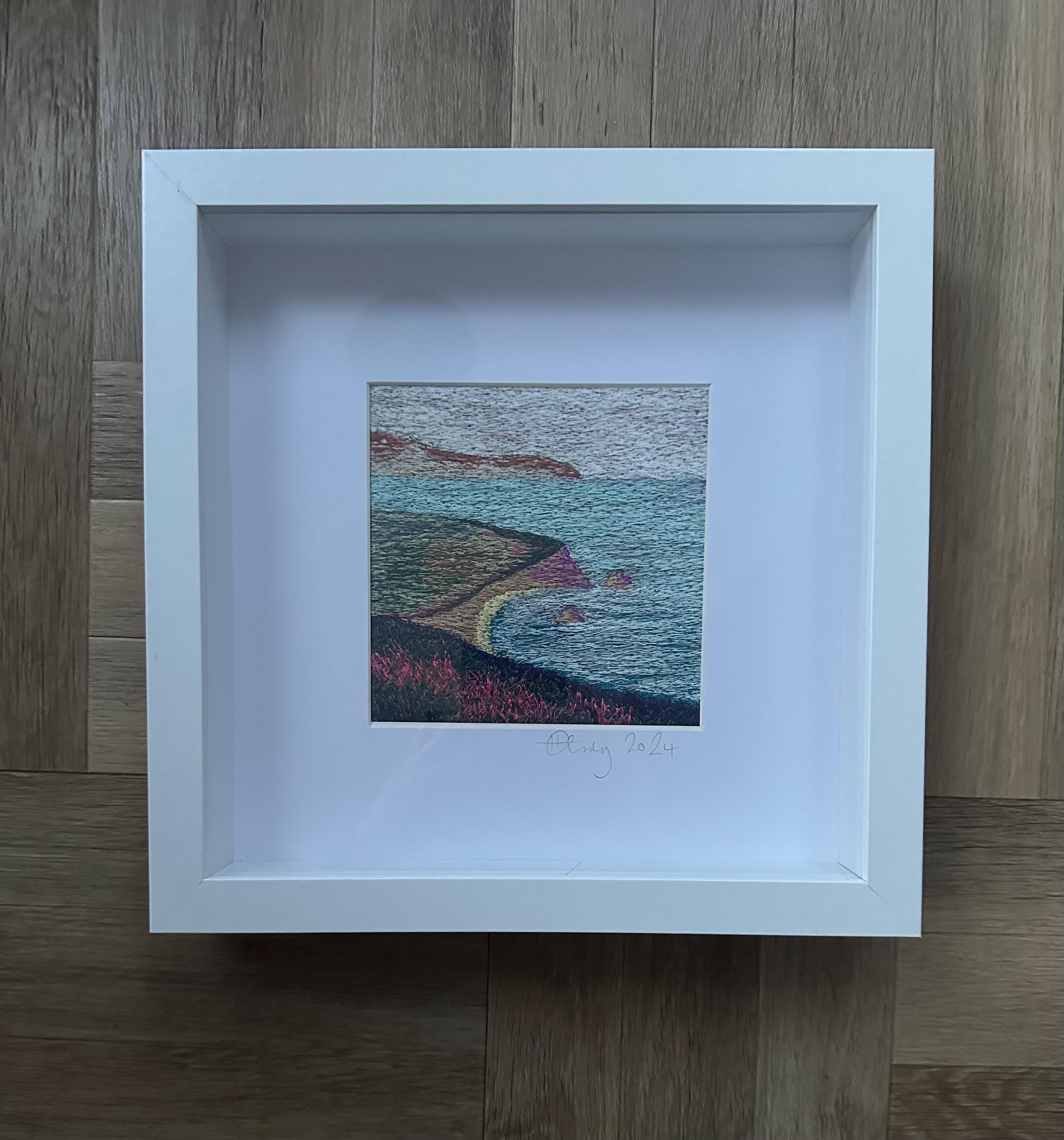 Landscape print embroidery textile art