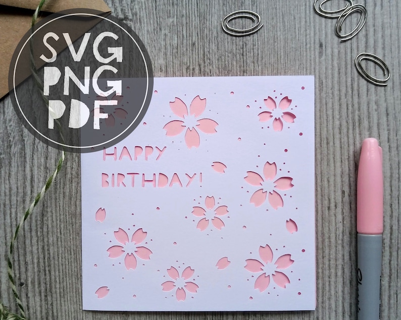 Download Svg Png Pdf Digital Cutting File Cherry Blossom Happy Etsy