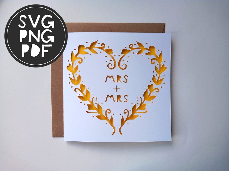 Download Paper Party Supplies Printable Engagement Wedding Congratulations Art Svg Png Pdf Digital Cutting File Leafy Heart Folk Pattern Greetings Card Mr Mr Greeting Cards
