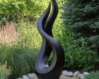 Outdoor Solid Wood Textured Flame Sculpture for Gardens and Modern Landscapes