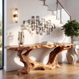 Console Table Solid Wood with Organic Root Base