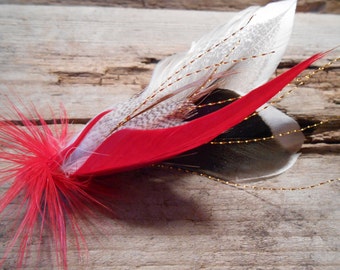 The LAKEVILLE Collection.Boutonniere Black Tie Fly Flash Olympic Fish Lapel Gold Red Pheasant Grey Groom Duck Wedding Feather Silver Prom
