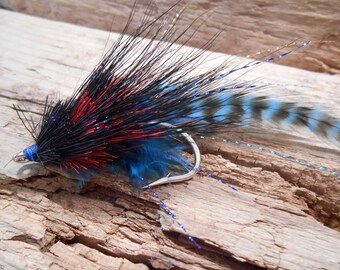 The VETERAN Collection.Boutonniere Tie Fly Wedding Pheasant Feather Fishing Groom Men Blue Deer Fur Lapel Gift Red Honor USA Flag Military