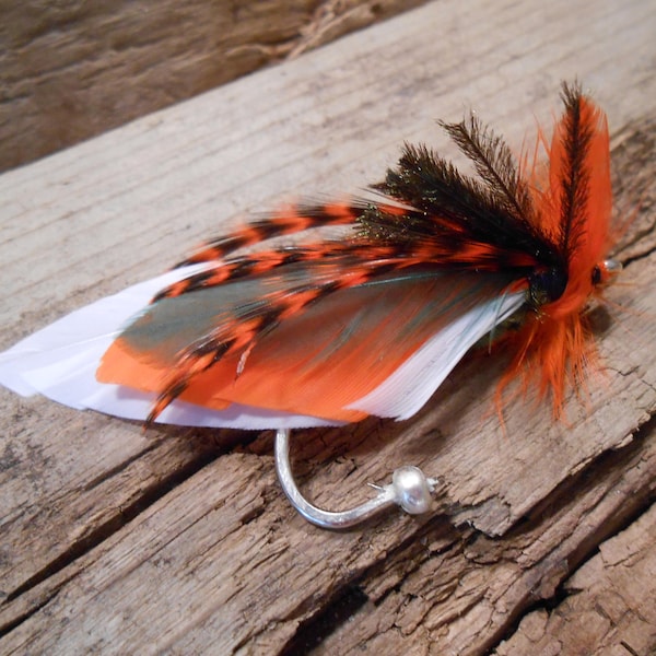 The Carlton Peak Collection.Tie Fly Boutonniere Fishing Wedding 1920 Orange Green Gift Pheasant Feather Grizzly Superior Lake Groom Men Hike