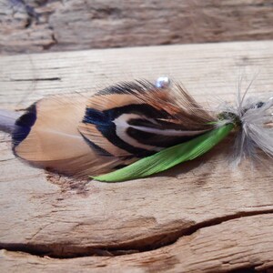 The DONEGAL BAY Collection.Boutonniere Tie Fly Downton Abbey Fly Fishing ButtonHole Pheasant Green Grey Irish Groom Wedding Feather Ireland image 2