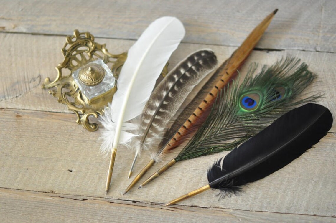 The TURKEY FEATHER Quill Pen Collection.genuine Tie Fly Etsy