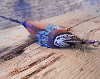 The PHEASANT GREY Collection.ButtonHole Fishing Boutonniere Wedding Tie Fly Gray Brown White Spring Pin Fall Feather Men Groom Lapel Lodge