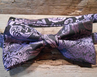 The PLUM LEAF Collection Bow Tie.Derby Race Fraternity Vikings Polo Gatsby Wedding Fishing Boutonniere Tie Fly Purple 1920s Black Men Gift
