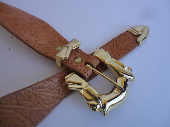 Nan Lewis Tooled Leather Belt - image 5