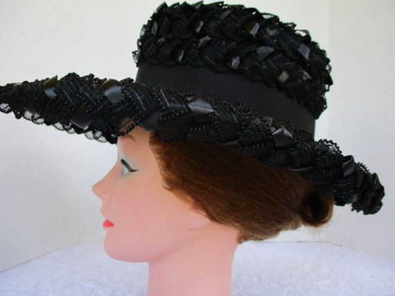 Gimbels Black Wide Brimmed Hat - image 3