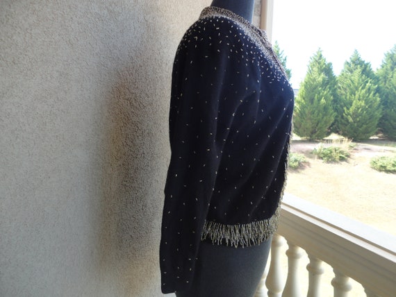 Black Beaded Sweater - image 5