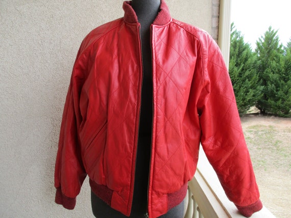 Red Quilted Leather Jacket