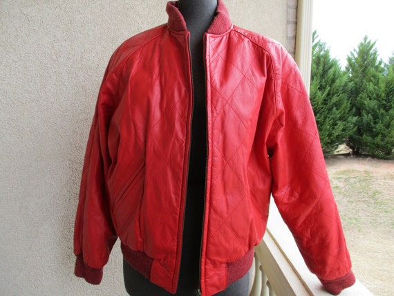 Red Quilted Leather Jacket - image 1