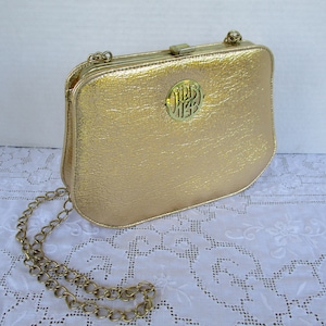 Gold Shoulder Bag With Gold Chain