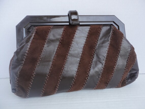 Brown La Regale Patchwork Clutch - image 1