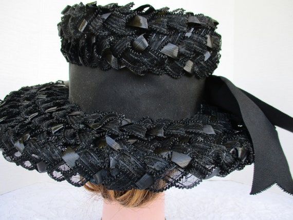 Gimbels Black Wide Brimmed Hat - image 2