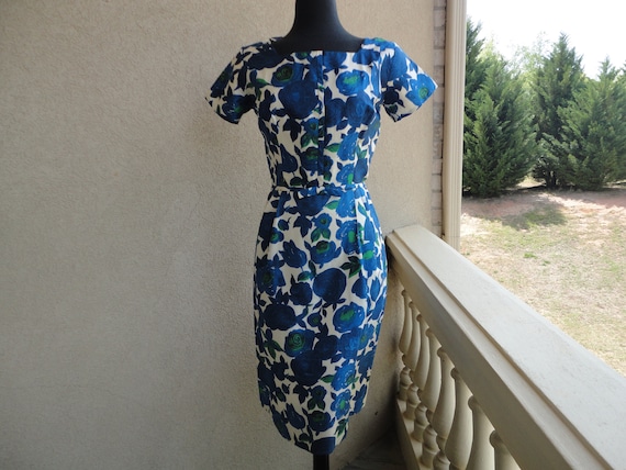 White & Blue Floral Dress - image 1