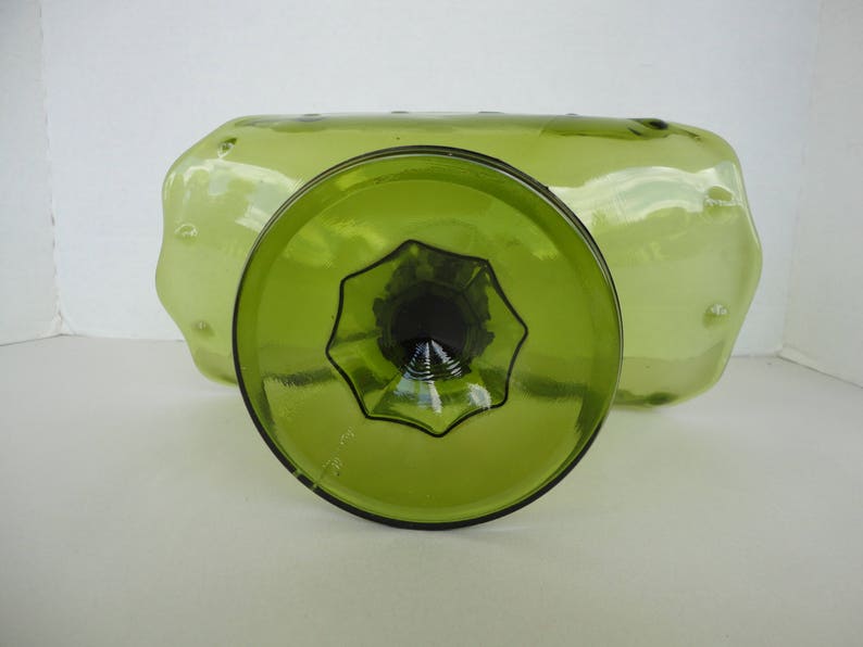 Green Glass Dish On Pedestal