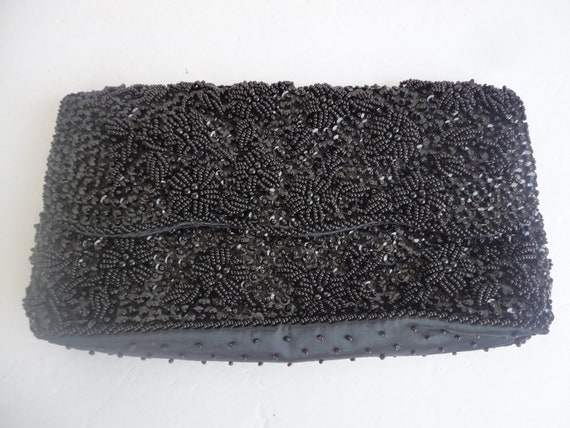 Black Beaded Clutch - image 1