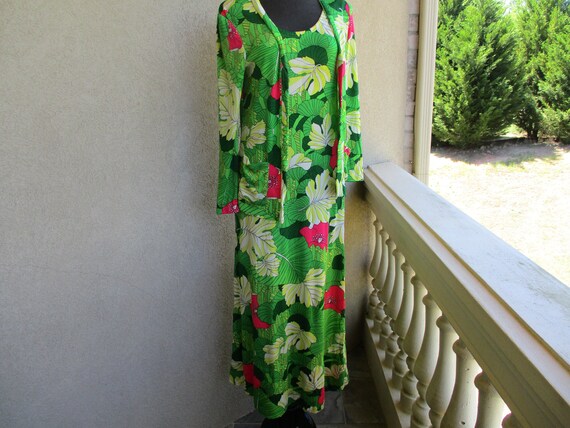 Tropical Print Dress & Jacket - image 1