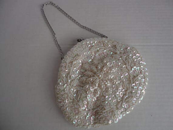 White Beaded Handbag - image 3