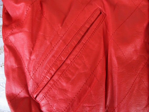 Red Quilted Leather Jacket - image 9