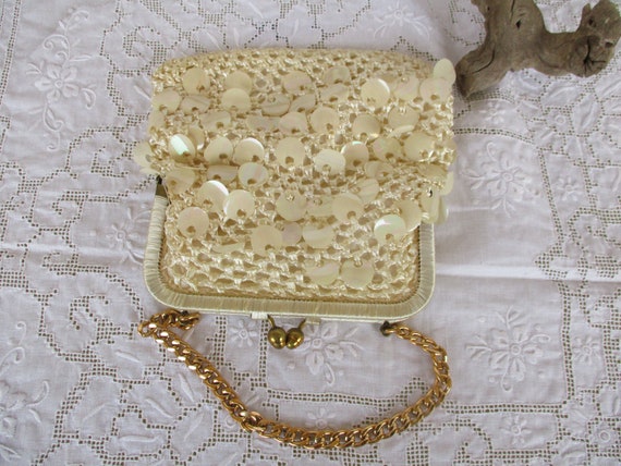 Cream Colored Italian Handbag - image 5